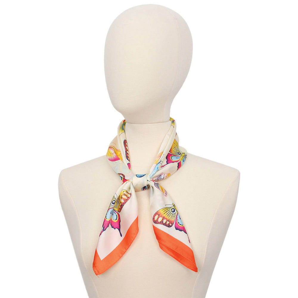 Orange Trim butterfly silk scarf for hair