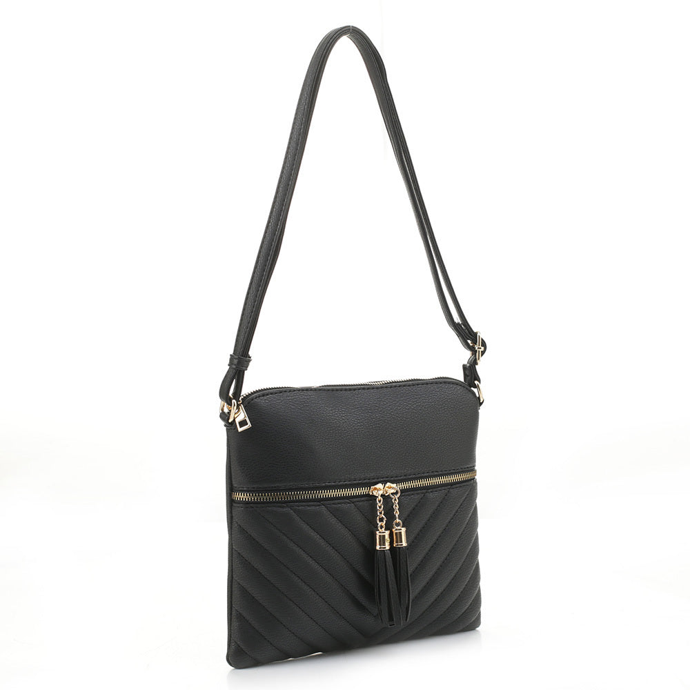 black vegan leather crossbody bag for ladies