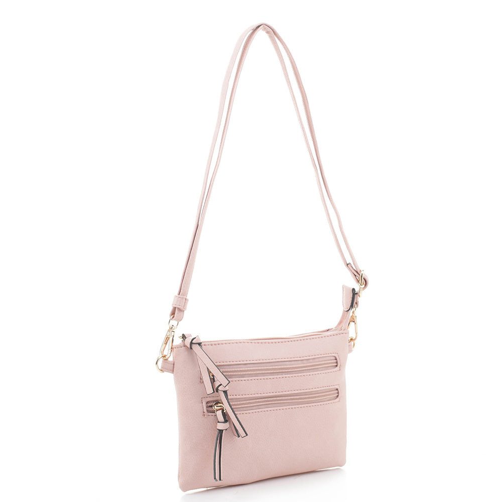 Blush vegan leather crossbody bag