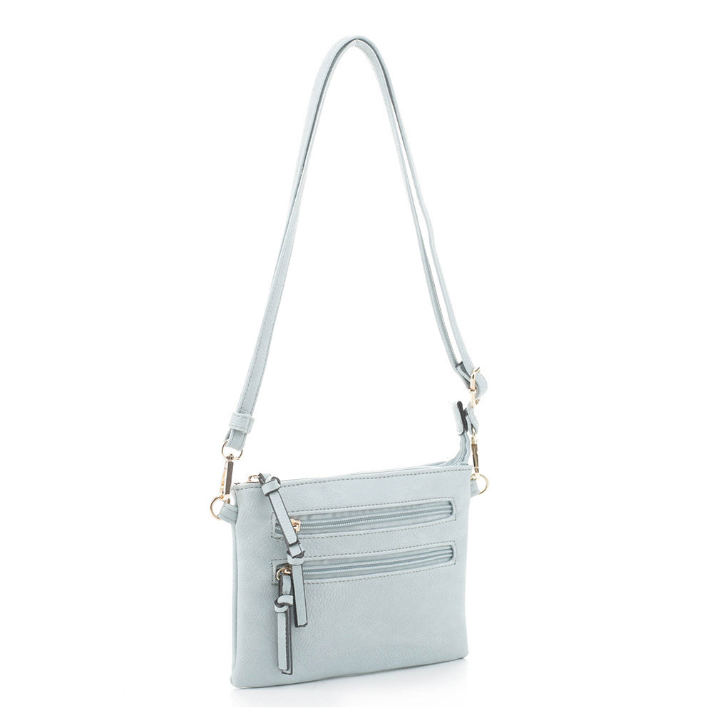 Light blue vegan leather crossbody bag